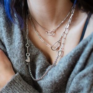 Mini Heart Clasp Choker on 2mm stainless steel Cuban chain 14”